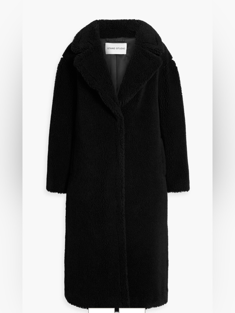 Stand Studio Black Long Teddy Coat
